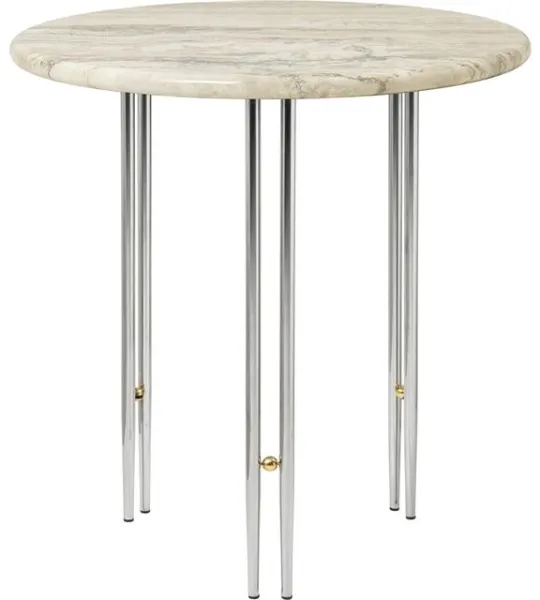 GUBI IOI Sidebord Ø50 Krom/Beige