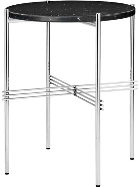 GUBI TS Sidebord Round Ø40 Poleret Stål/Black Marquina Marmor